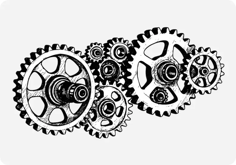 Gears drawn with a pencil