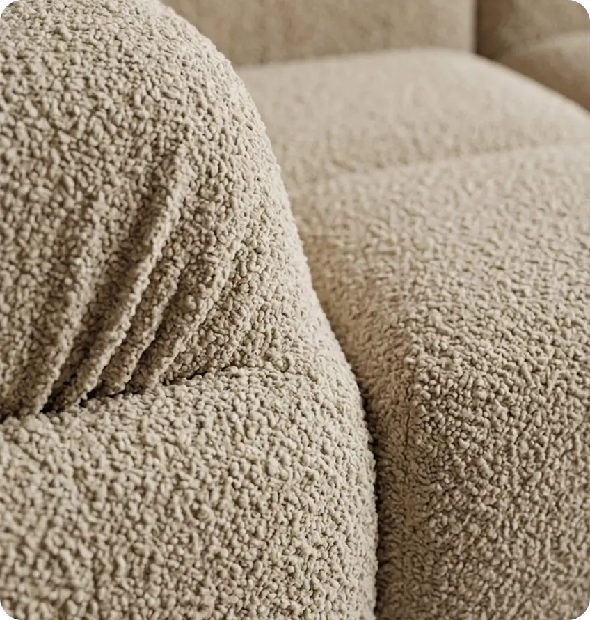 Modern comfy sofa pictured very upclose