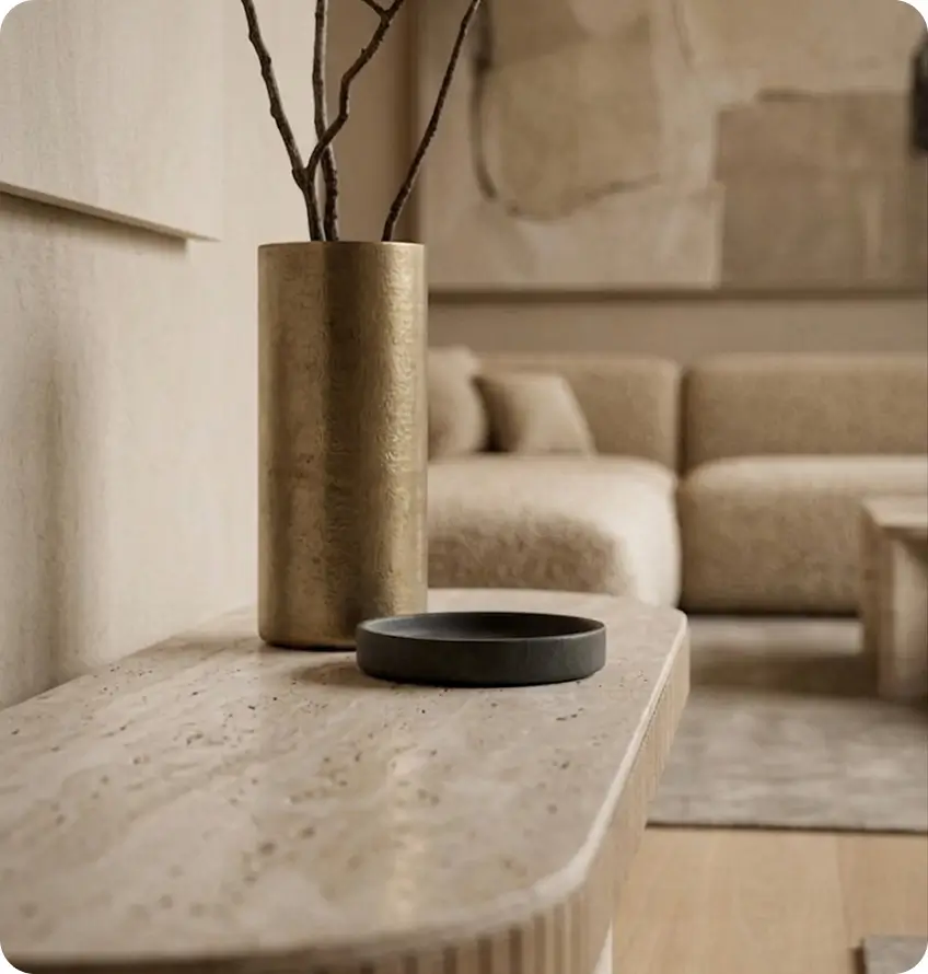 Modern table pictred closely in the living room
