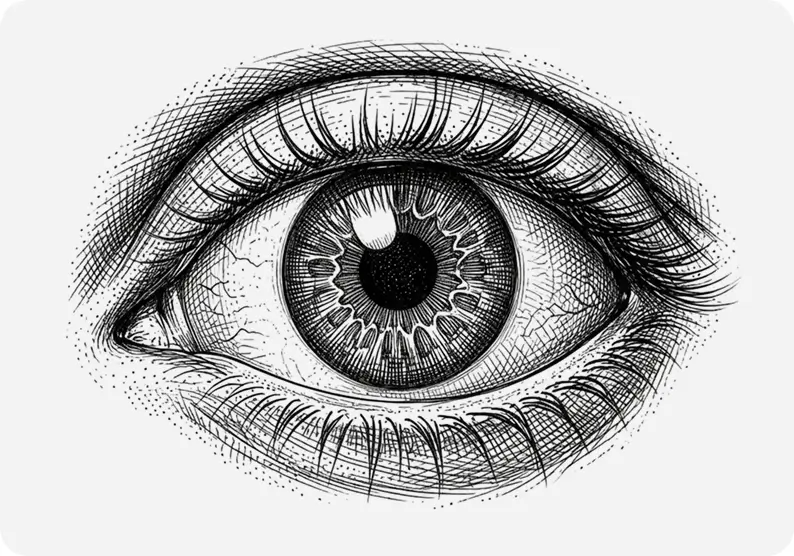 Eye drawn with a pencil