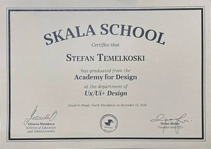Stefan Temelkoski Academy certification